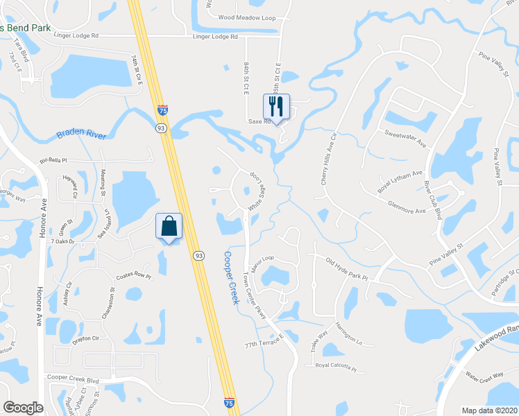 map of restaurants, bars, coffee shops, grocery stores, and more near 8889 White Sage Loop in Lakewood Ranch