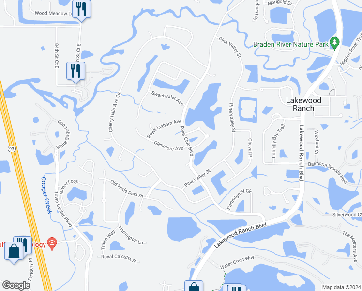 map of restaurants, bars, coffee shops, grocery stores, and more near 10159 Glenmore Avenue in Bradenton