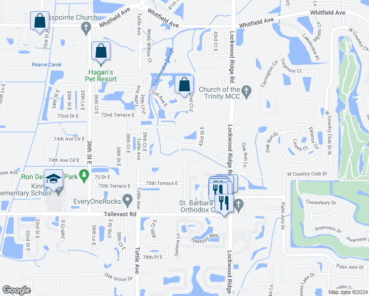 map of restaurants, bars, coffee shops, grocery stores, and more near 4208 74th Avenue East in Sarasota
