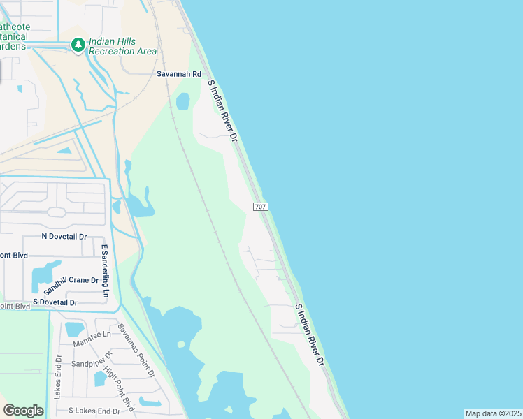 map of restaurants, bars, coffee shops, grocery stores, and more near South Indian River Drive in Fort Pierce