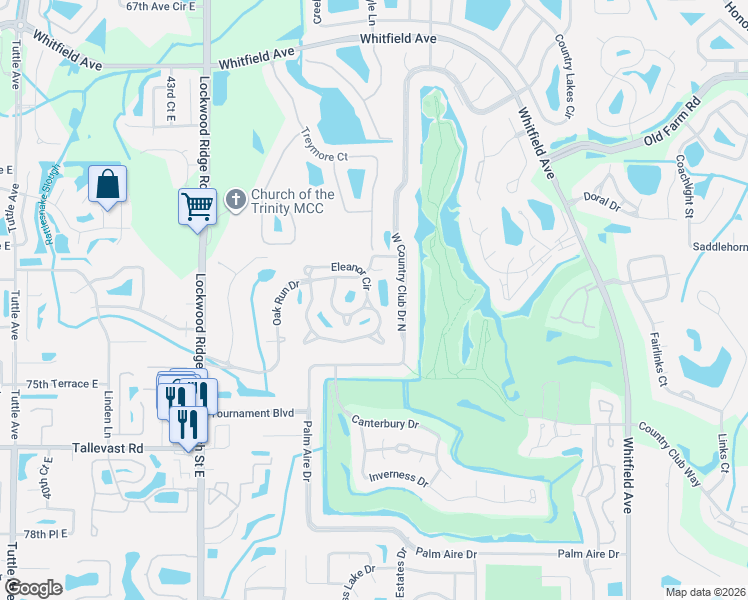 map of restaurants, bars, coffee shops, grocery stores, and more near 7495 Eleanor Circle in Sarasota