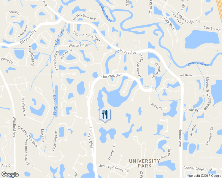 map of restaurants, bars, coffee shops, grocery stores, and more near 7320 Barclay Ct in University Park