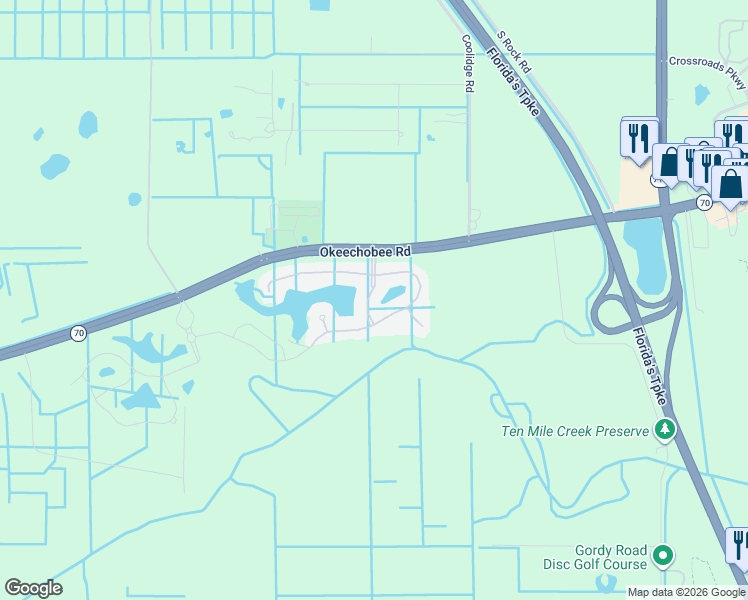 map of restaurants, bars, coffee shops, grocery stores, and more near 3043 Woodswalk Drive in Fort Pierce