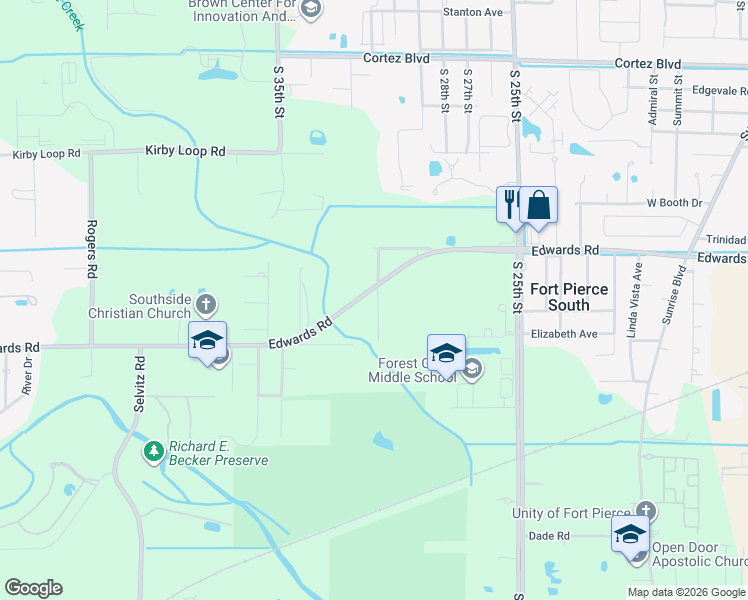 map of restaurants, bars, coffee shops, grocery stores, and more near 3110 Old Edwards Road in Fort Pierce