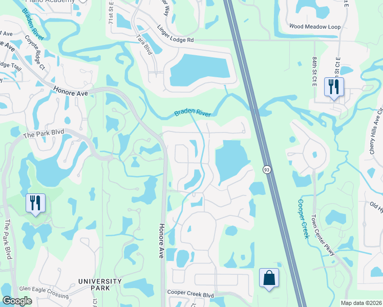 map of restaurants, bars, coffee shops, grocery stores, and more near 7727 Heyward Circle in Bradenton