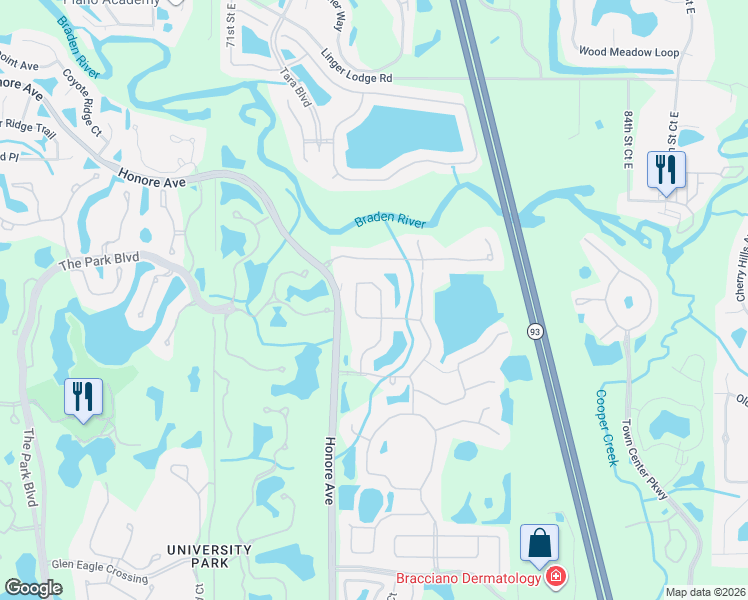 map of restaurants, bars, coffee shops, grocery stores, and more near 7727 Heyward Circle in Bradenton