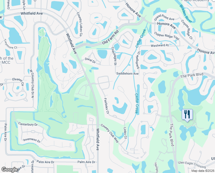 map of restaurants, bars, coffee shops, grocery stores, and more near 5845 Fairwoods Circle in Sarasota