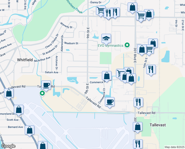 map of restaurants, bars, coffee shops, grocery stores, and more near 914 Southern Pine Lane in Sarasota