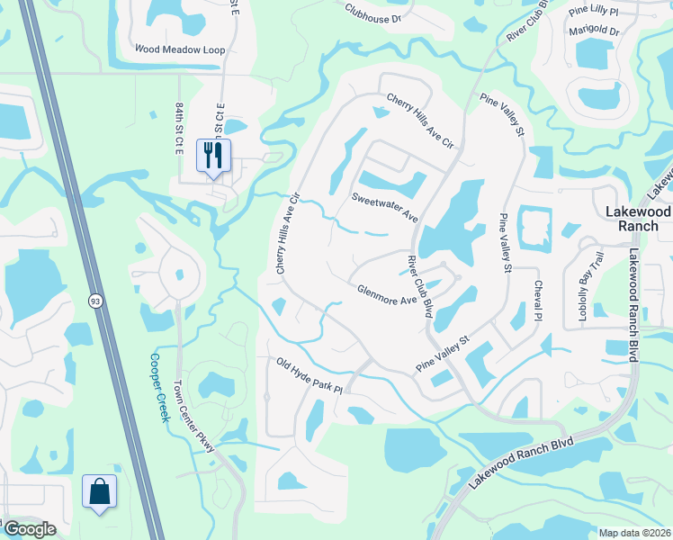 map of restaurants, bars, coffee shops, grocery stores, and more near 10057 Glenmore Avenue in Bradenton
