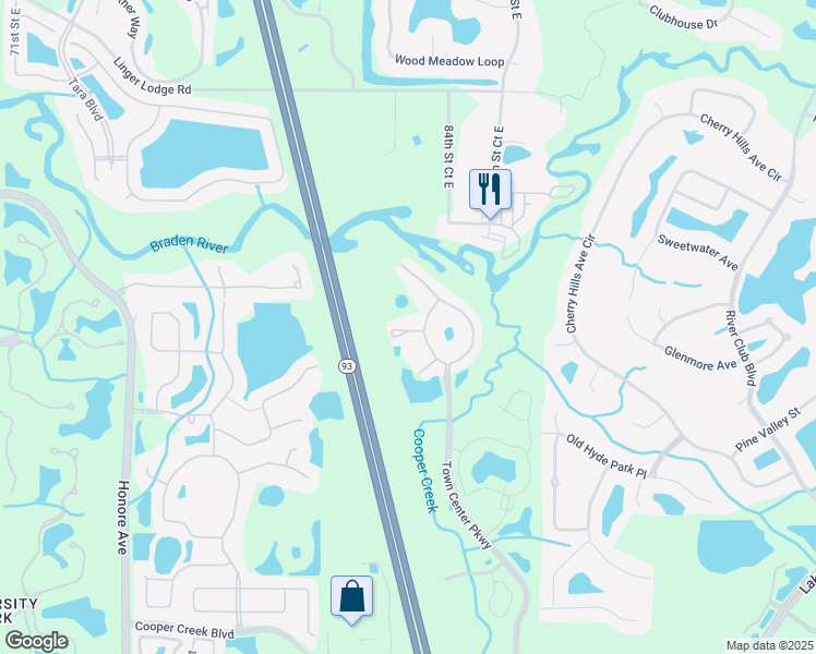 map of restaurants, bars, coffee shops, grocery stores, and more near 8653 Majestic Elm Court in Lakewood Ranch