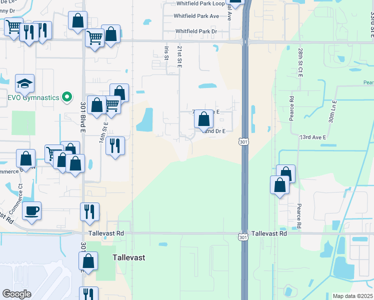 map of restaurants, bars, coffee shops, grocery stores, and more near 2226 72nd Terrace East in Sarasota