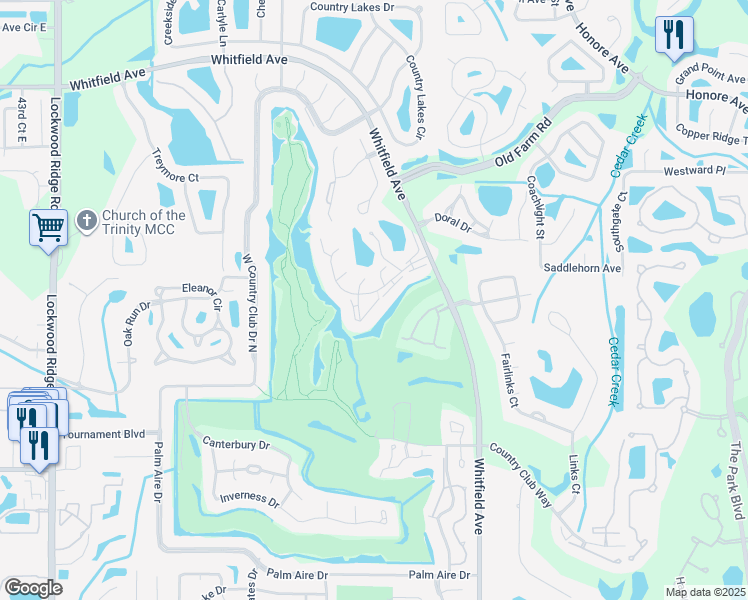 map of restaurants, bars, coffee shops, grocery stores, and more near 7341 Golf Pointe Circle in Sarasota