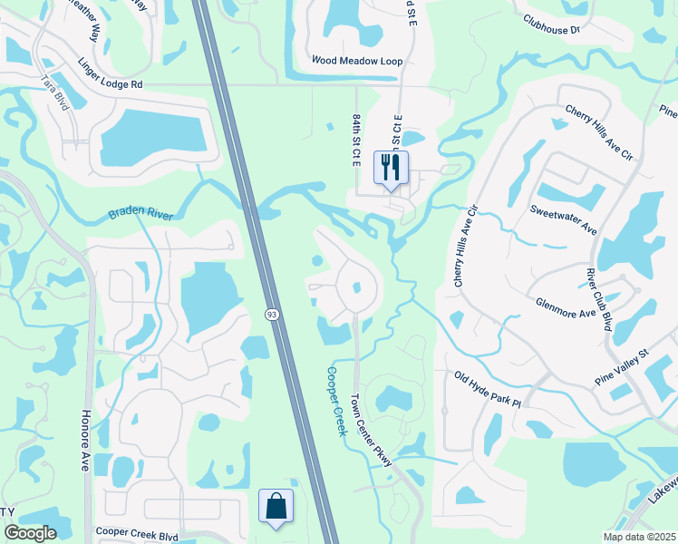 map of restaurants, bars, coffee shops, grocery stores, and more near 8825 White Sage Loop in Bradenton