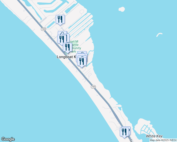 map of restaurants, bars, coffee shops, grocery stores, and more near 5320 Gulf of Mexico Drive in Longboat Key
