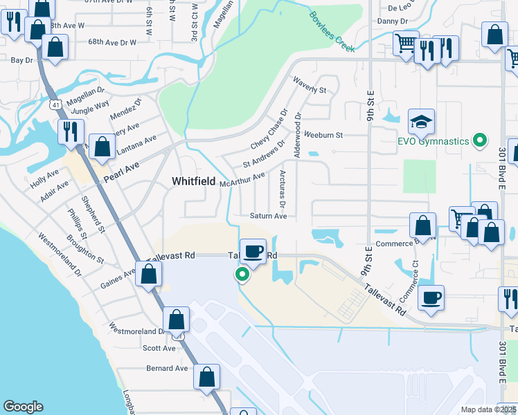 map of restaurants, bars, coffee shops, grocery stores, and more near 7300 Edenville Drive in Sarasota