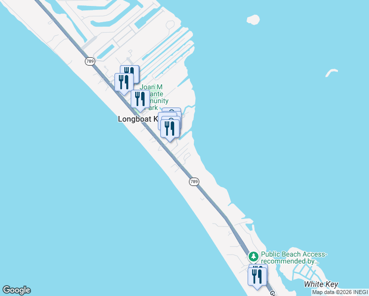 map of restaurants, bars, coffee shops, grocery stores, and more near 5320 Gulf of Mexico Drive in Longboat Key