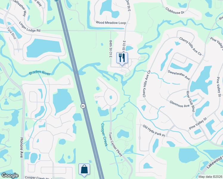 map of restaurants, bars, coffee shops, grocery stores, and more near 9023 White Sage Loop in Bradenton