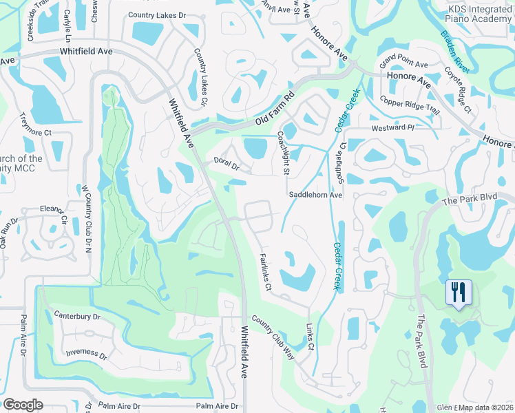 map of restaurants, bars, coffee shops, grocery stores, and more near 5819 Fairwoods Circle in Sarasota