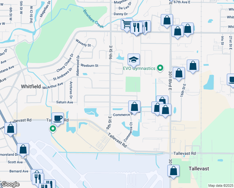 map of restaurants, bars, coffee shops, grocery stores, and more near 913 Ponderosa Pine Lane in Sarasota