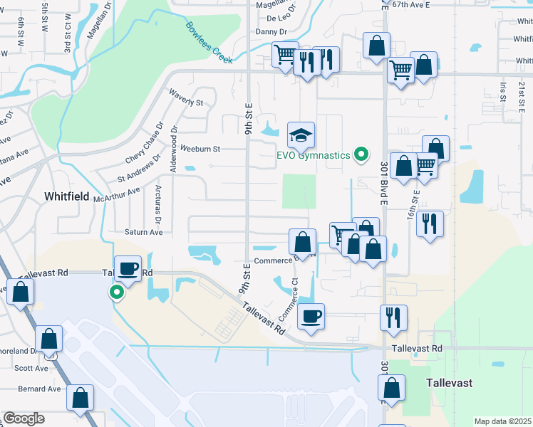 map of restaurants, bars, coffee shops, grocery stores, and more near 917 Ponderosa Pine Lane in Sarasota