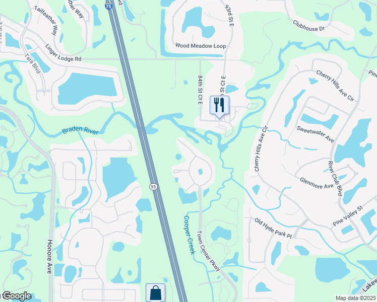 map of restaurants, bars, coffee shops, grocery stores, and more near 7326 Black Walnut Way in Lakewood Ranch