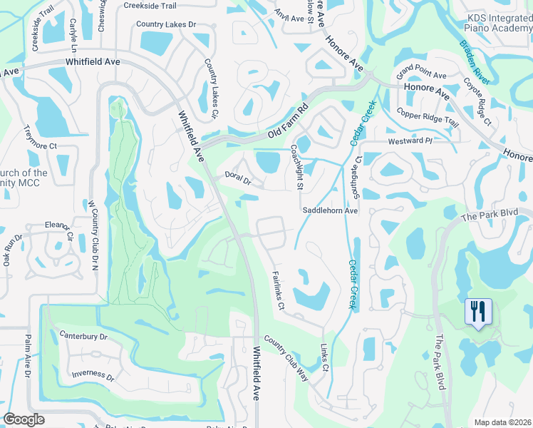 map of restaurants, bars, coffee shops, grocery stores, and more near 5819 Fairwoods Circle in Sarasota