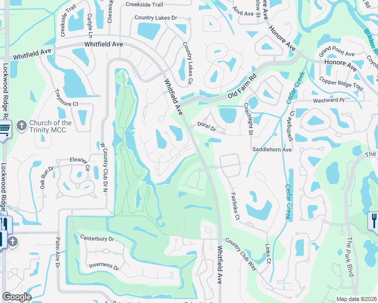 map of restaurants, bars, coffee shops, grocery stores, and more near 104 Golf Pointe Drive in Sarasota
