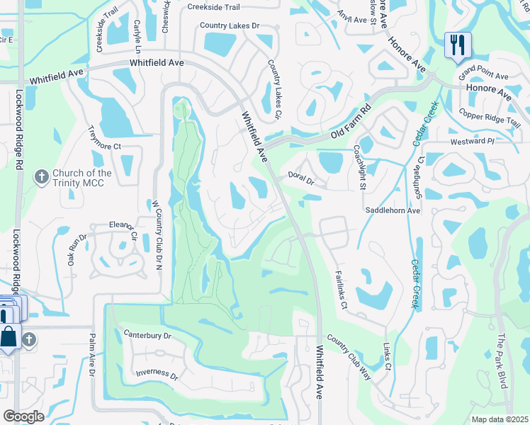 map of restaurants, bars, coffee shops, grocery stores, and more near 7259 Golf Pointe Way in Sarasota