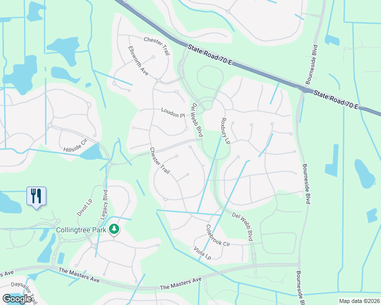 map of restaurants, bars, coffee shops, grocery stores, and more near 17539 Hampton Falls Terrace in Bradenton
