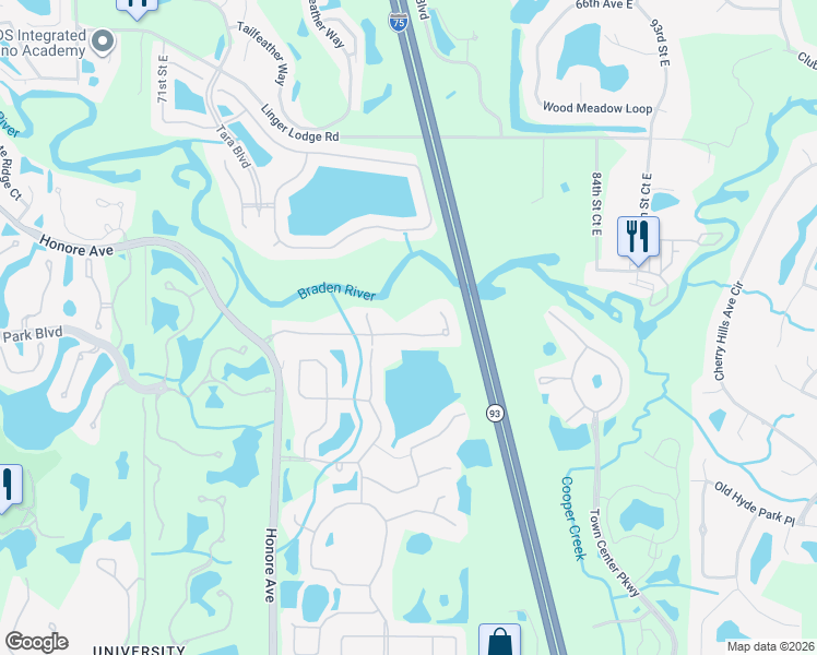 map of restaurants, bars, coffee shops, grocery stores, and more near 7823 Rio Bella Place in Manatee County