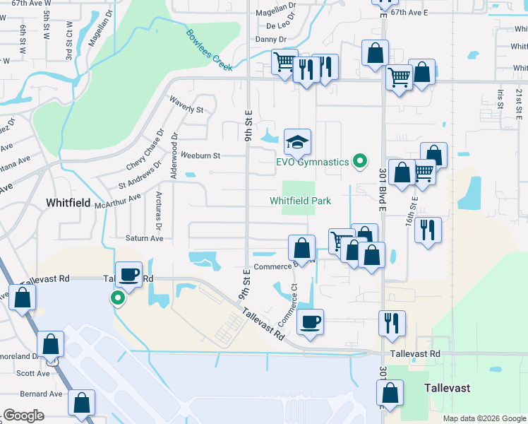 map of restaurants, bars, coffee shops, grocery stores, and more near 917 Ponderosa Pine Lane in Sarasota