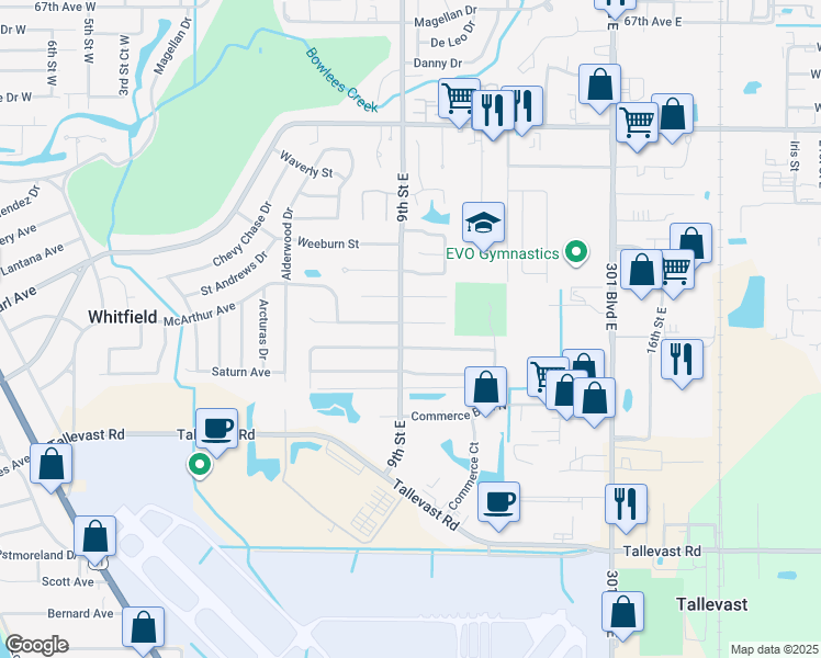 map of restaurants, bars, coffee shops, grocery stores, and more near 917 Ponderosa Pine Lane in Sarasota