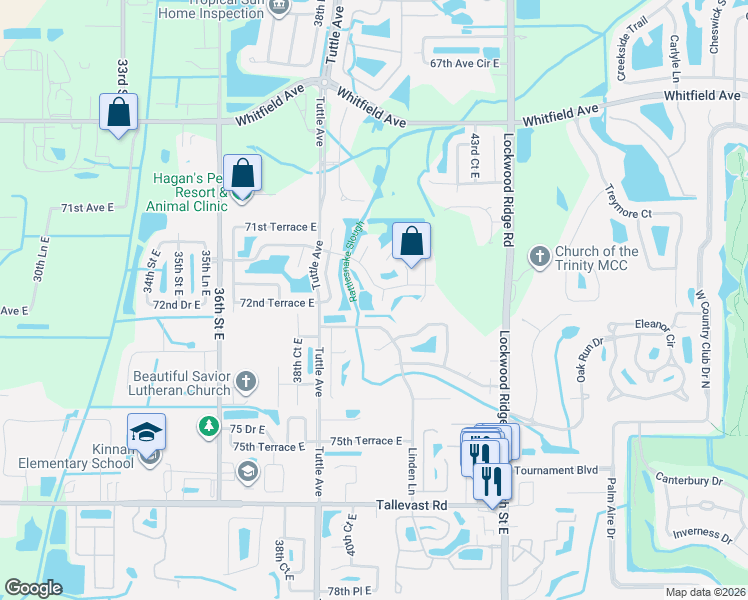 map of restaurants, bars, coffee shops, grocery stores, and more near 7211 41st Court East in Sarasota