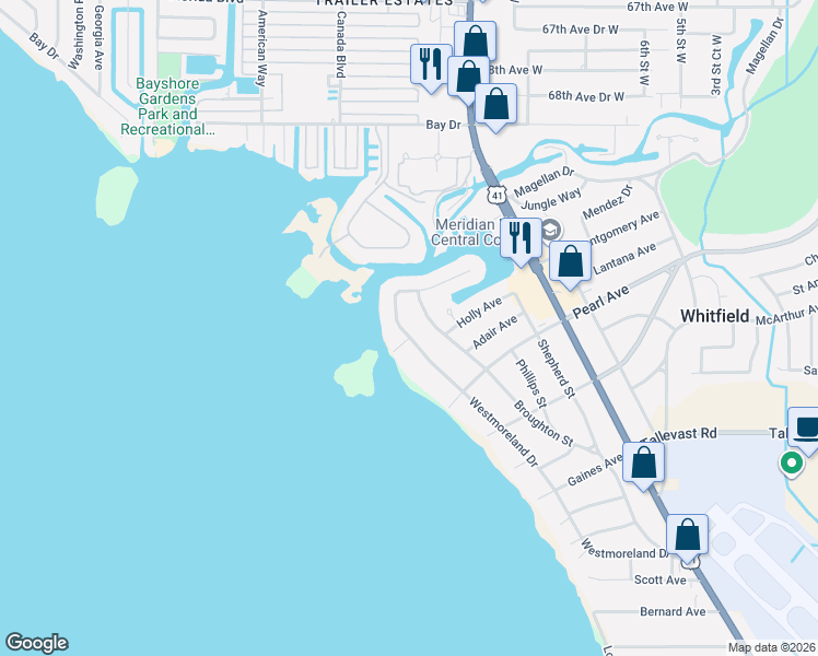 map of restaurants, bars, coffee shops, grocery stores, and more near 7226 Westmoreland Drive in Sarasota
