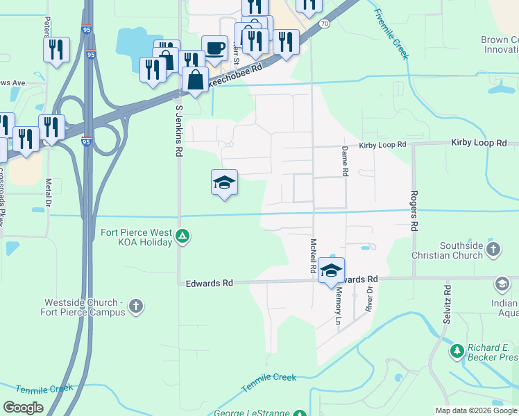 map of restaurants, bars, coffee shops, grocery stores, and more near 5191 Happiness Street in Fort Pierce