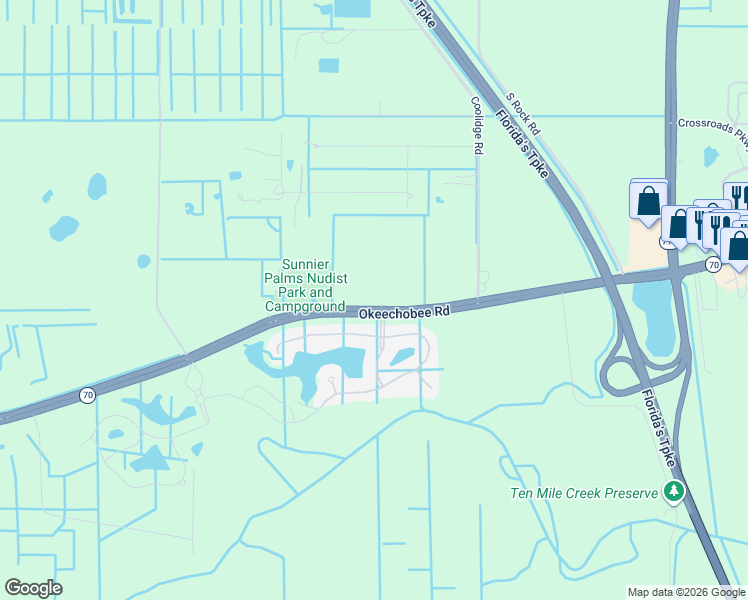 map of restaurants, bars, coffee shops, grocery stores, and more near 8560 Okeechobee Road in Fort Pierce