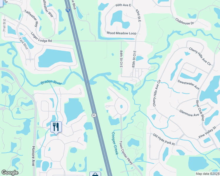 map of restaurants, bars, coffee shops, grocery stores, and more near 7309 Black Walnut Way in Lakewood Ranch