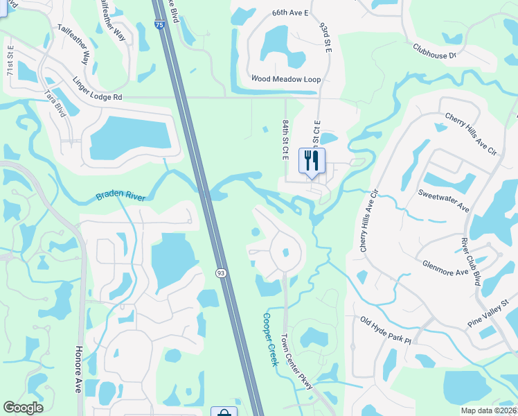 map of restaurants, bars, coffee shops, grocery stores, and more near 7311 Black Walnut Way in Lakewood Ranch