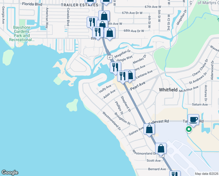 map of restaurants, bars, coffee shops, grocery stores, and more near 137 Holly Avenue in Sarasota