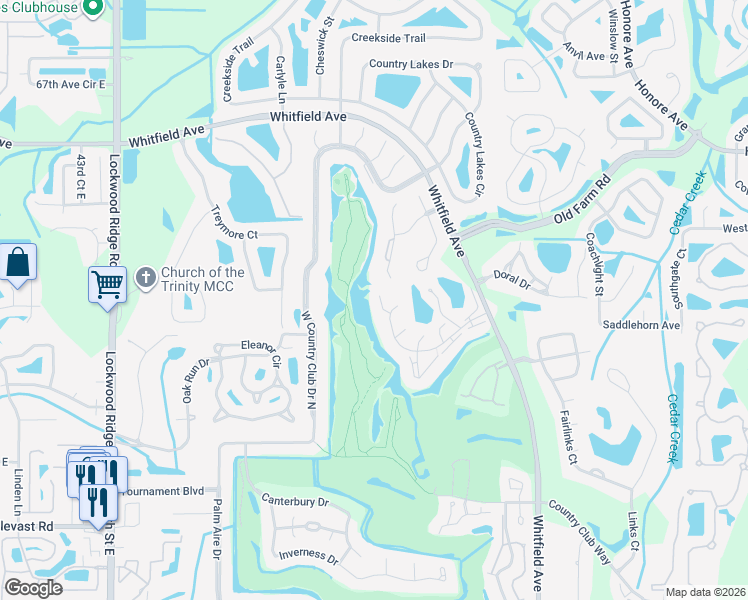 map of restaurants, bars, coffee shops, grocery stores, and more near 5460 Golf Pointe Drive in Sarasota