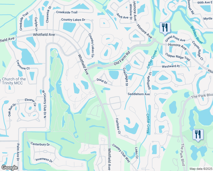 map of restaurants, bars, coffee shops, grocery stores, and more near 5753 Avista Drive in Sarasota