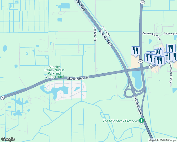 map of restaurants, bars, coffee shops, grocery stores, and more near 2891 Coolidge Road in Fort Pierce