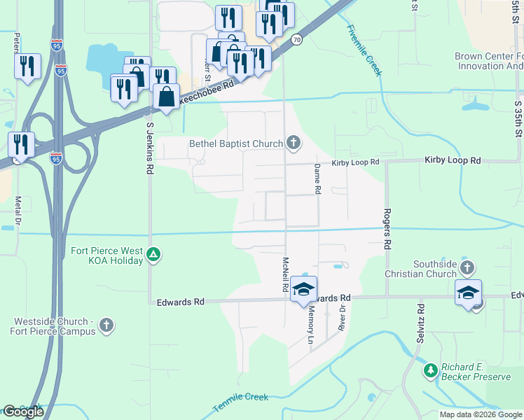 map of restaurants, bars, coffee shops, grocery stores, and more near 2935 Middle Road in Fort Pierce
