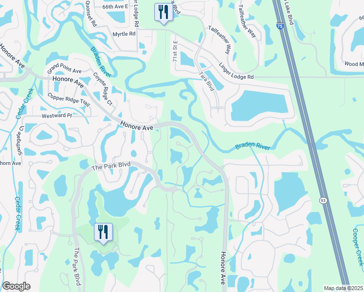 map of restaurants, bars, coffee shops, grocery stores, and more near 7134 Kensington Court in Bradenton