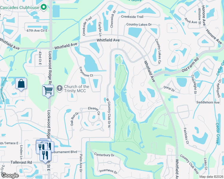 map of restaurants, bars, coffee shops, grocery stores, and more near 7153 West Country Club Drive North in Sarasota