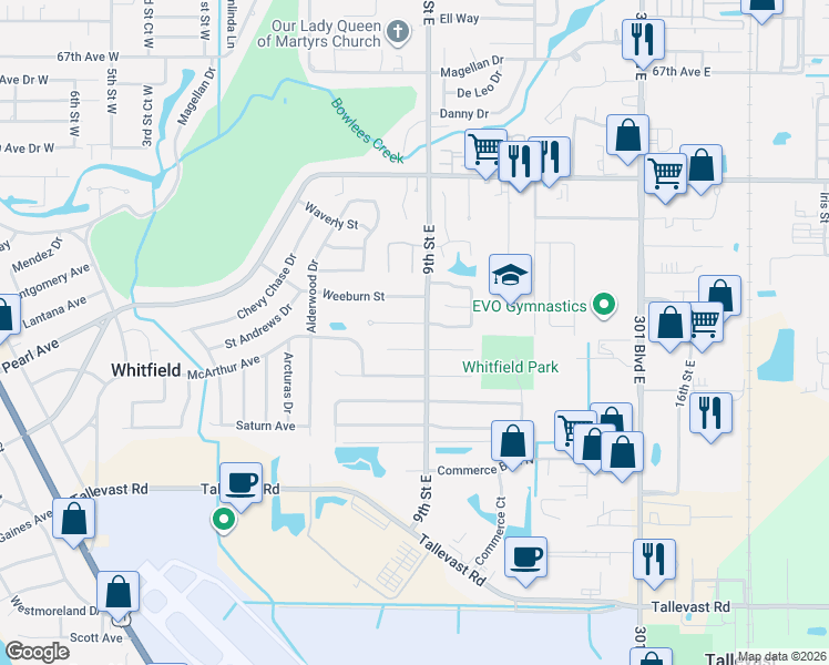 map of restaurants, bars, coffee shops, grocery stores, and more near 825 Cypress Wood Lane in Sarasota