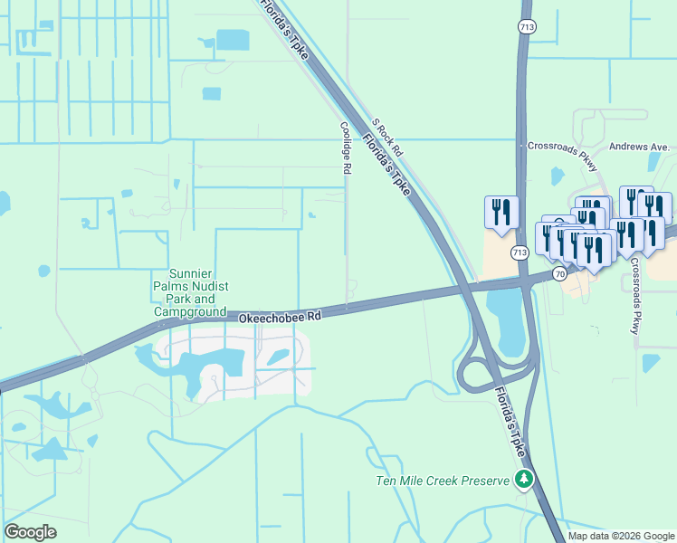 map of restaurants, bars, coffee shops, grocery stores, and more near 2891 Coolidge Road in Fort Pierce
