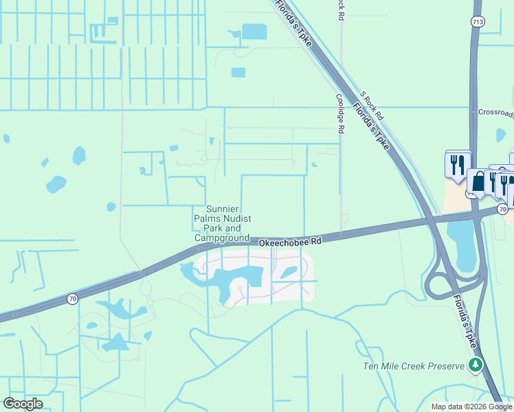 map of restaurants, bars, coffee shops, grocery stores, and more near 8560 Okeechobee Road in Fort Pierce