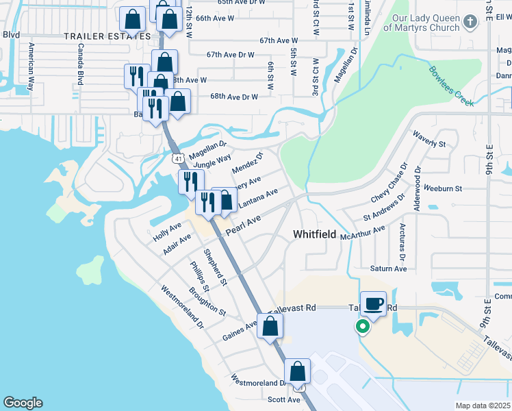 map of restaurants, bars, coffee shops, grocery stores, and more near 357 Lantana Avenue in Sarasota