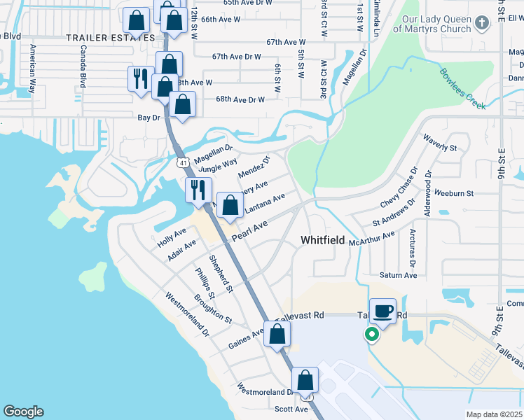 map of restaurants, bars, coffee shops, grocery stores, and more near 332 Lantana Avenue in Sarasota